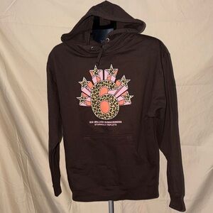 Stylish Brown Hoodie with Star and Leopard Print